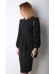 00822 Платье черное с поясом из костюмной ткани 